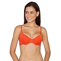 Zivame Women's Cotton Spandex Padded Underwire_Type.Value Classic Medium Coverage T-Shirt Bra (ZI1101_Orange_34D)
