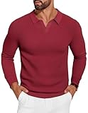 Design classique : le polo pour homme dispose d'un design classique à col en V, de manches longues et d'une texture tricotée solide avec poignets et ourlet côtelés. Le design élégant du col en V montre plus l'encolure qu'un pull ordinaire, ajoutant une touche moderne et élégante. Les poignets et l'ourlet côtelés augmentent la mode du pull, empêchent l'air froid de pénétrer et améliorent l'effet thermique.