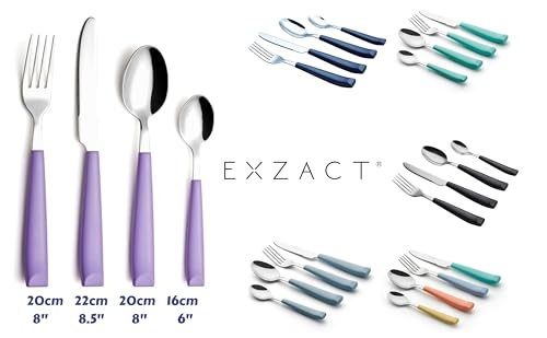 EXZACT Cutlery Set Coloured 16pcs Stainless Steel, Silverware with Coloured Handles Comfortable to Hold (Lilac x 16) - Image 3