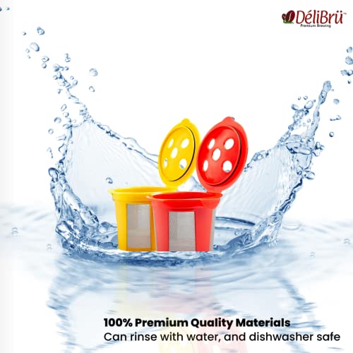 Delibru Reusable K Cups For Keurig Supreme And K Supreme Plus Coffee Pods - Pack Of 4 [Red, Yellow, Green, Blue] - Refillable Kcup For Keurig Supreme Coffee Maker #TOP6