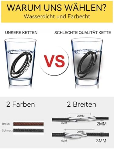 4. Bild von ChainsHouse Schwarz Wachsschnurband Lederseil Kette Herren Wachskordel Halskette mit Bajonettverschluss Männer Schwarz Lederkette 2mm/41cm Lederhalskette Geflochtene Kunstlederkette für Ehemann