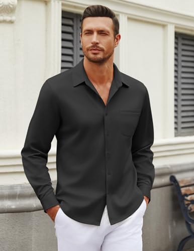 COOFANDY Men's Long Sleeve Wrinkle Free Shirt Casual Button Down Shirts Stretch Dress Shirt with Pocket4