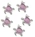 Turtle Charm Pendants with Sea Glass by JGFinds, 5 Pack, Small Silver Tone 7/8 inch (Purple)