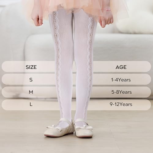 Image of Zando Girls Lace Tights Heart Butterfly Rose Patterned Fishnet Stockings for Toddler Girl Hollow Pantyhose 1T-12 Years