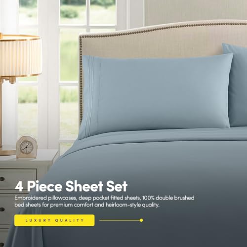 Image of 1500 Supreme Collection Twin XL Sheet Sets Misty - 3 Piece Bed Sheets and Pillowcase Set for Twin XL Mattress - Extra Soft, Elastic Corner Straps, Deep Pocket Sheets, Twin XL Misty