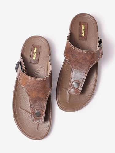 Image of WELCOME Soft Men's Slippers with Cushion FootBed for Adult | Comfortable & Light Weight | Stylish & Anti-Skid | Waterproof & Regular Flip Flops for Gents /Boys