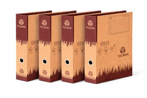 Image of TULMAN Lever Arch Binder Box File Folder (Pack of 4) | A4 & Legal Size Document Organizer | 35 x 9 x 28 cm Khakhi Certificate Holder | Heavy Duty Office & School File Storage