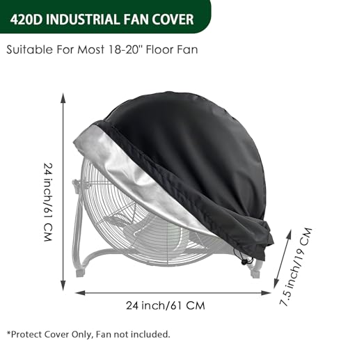 Image of Industrial Fan Cover, 600D Oxford Heavy Duty Outdoor Fan Cover, Waterproof & Dustproof Fits Up to 18-20 inch High-Velocity Floor Fan All-weather Protection