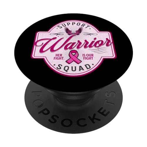 Support Squad Her Fight Our Fight Breast Cancer Warrior Team PopSockets Swappable PopGrip, Black