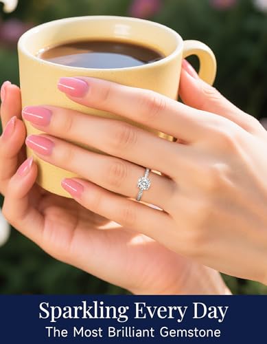 MomentWish Promise Rings for Her, 1Carat Moissanite Engagement Rings, D Color VVS1 Simulated Diamond 925 Sterling Silver Accent Rings2