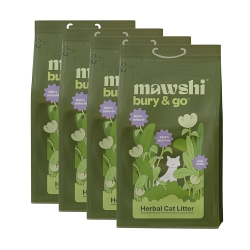 Image of bury & go by mawshi Herbal Cat Litter 20kg, 100% Biodegradable & Toxin Free, Natural Bentonite, Long Lasting Odour Control,3X Stronger Absorption, Dust Free, Low Tracking, Safe for Adult Cats & Kitten