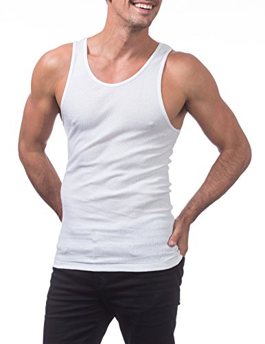 Pro Club Men's Premium Ringspun Cotton Ribbed A-Shirt, Multi-Pack3