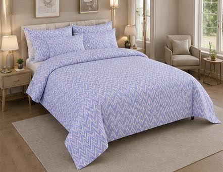 Image of NEW LEAF Cotton Fitted King Bedsheets with 2 Pillow Covers | Elastic Fitted | Wrinklefree | Ultrasoft |Winter Bedsheet 200 to 220 tc Floral | 78x72+10 Inches, Lavender