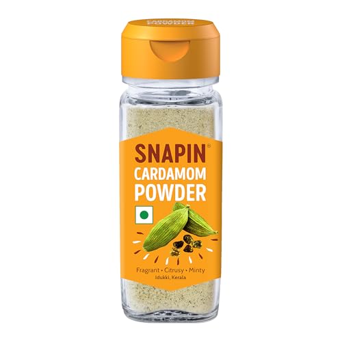 Image of SNAPIN Cardamom Powder (Elaichi) | 45g Glass Bottle | Sourced from Idukki, Kerala | Rich Aroma & Fresh Flavour | For Chai, Mithai, Baking & Desserts.