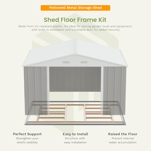 Image of Patiowell 10 x 12 FT Metal Storage Shed for Outdoor with Floor Frame, Steel Yard Shed with Design of Lockable Doors, Utility and Tool Storage for Garden, Backyard, Patio, Outside use, Grey