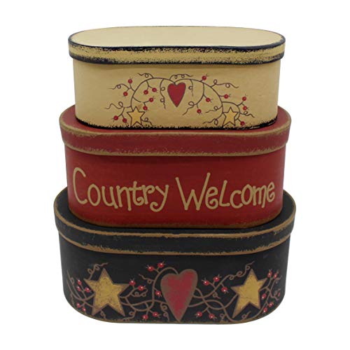 CVHOMEDECO-Farmhouse-Oval-Country-Welcome-Cardboard-Nesting-Boxes-Large-9-34-x-5-12-x-4-Inch-Set-of-3 CVHOMEDECO Farmhouse Oval Country Welcome Cardboard Nesting Boxes Large 9 34 x 5 12 x 4 Inch Set of 3