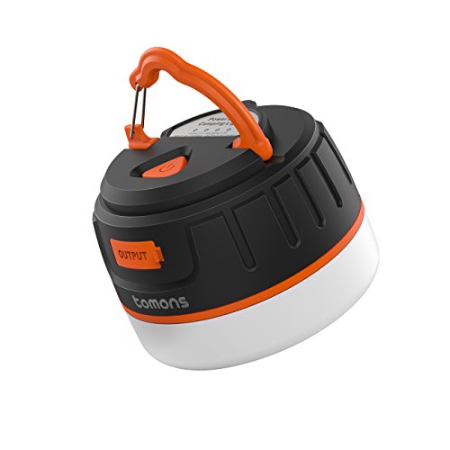 TOMONS 196lm Ultra Bright LED Camping Lantern, IP65 Waterproof Outdoor Lights, Tent Lamp with Rechargable 5200mAh Battery Power Bank for Camping, Hiking, Fishing and Emergencies-Orange