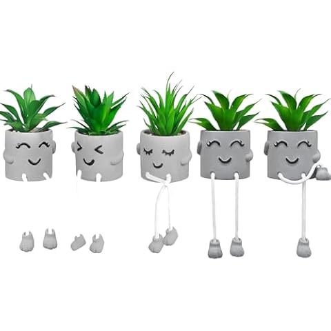 SEMSOIIO Fake Succulents, Mini Artificial Greenery Potted, Fake Plant Office Decor, Faux Plant Home Decor, Artificial Plants Indoor Small, Faux Plants for Shelf Decor Cover