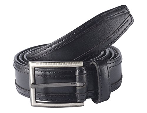 Sportoli?‚?® Men's Pebble Grain Classic Genuine Leather Inlay Belt - Black (Size 40)