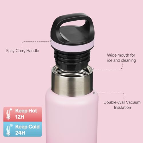 Image of BJPKPK Insulated Water Bottle 18OZ Stainless Steel Water Bottle with Handle Double Walls Vacuum Insulated BPA Free Flask, Cherry