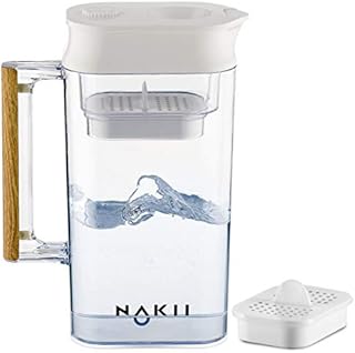 Nakii Water Filter Pitcher - Long Lasting 150 Gallons, Supreme Fast Filtration and Purification Technology, Removes Chlorine, Metals & Fluoride for Clean Tasting Drinking Water, WQA Certified,