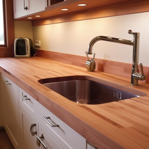 Image of Cherry Wood Backsplash, 25x4x3 /4 inches, USA-Grown Solid Hardwood, Pre-Sanded & Pre-Finished, Ready to Use, Ideal for Pairing with CONSDAN Butcher Block Countertop