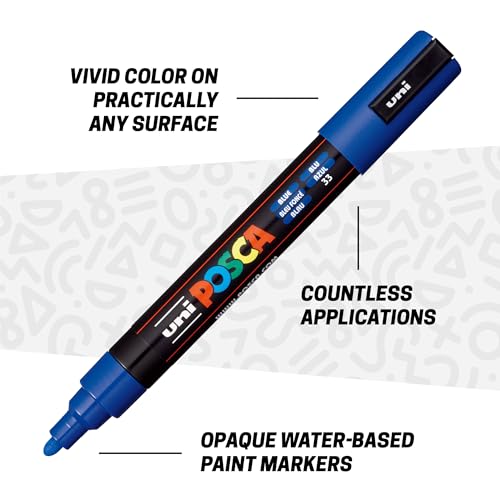 Image of POSCA Canvas Paint by Number Kit, Sea & Sky - 8 Acrylic Markers with 2 Pre-Drawn Canvases - Gift Set for Artists, Adults and Kids