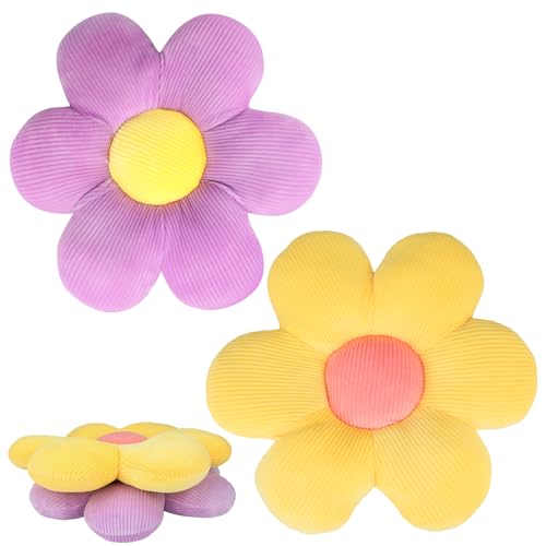 QKURT 2 Pcs Coussin Fleur, 40cm Coussin de siège en Forme de Fleur, Tapis de Sol Coussins de siège Canapé pour la Maison, Le canapé et la Voiture(Viole)