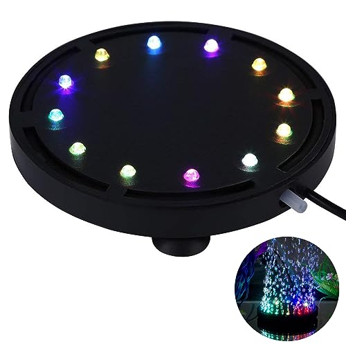 Uksunvi Aquarium Bubble Light 12 Multicolor RGB LED Luft Stein Lichtpumpe