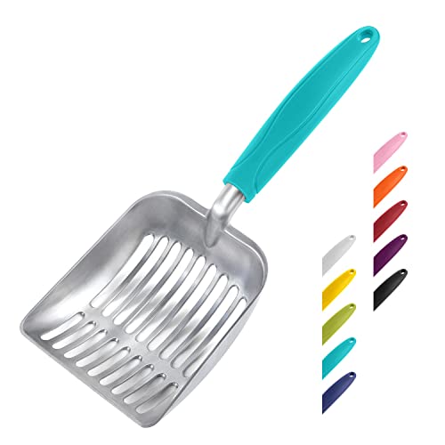 WePet Cat Litter Scoop Aluminum Alloy Sifter Kitty Metal Scooper Deep Shovel Long Handle Poop Sifting Kitten Pooper Lifter Durable Heavy Duty for Litter Box