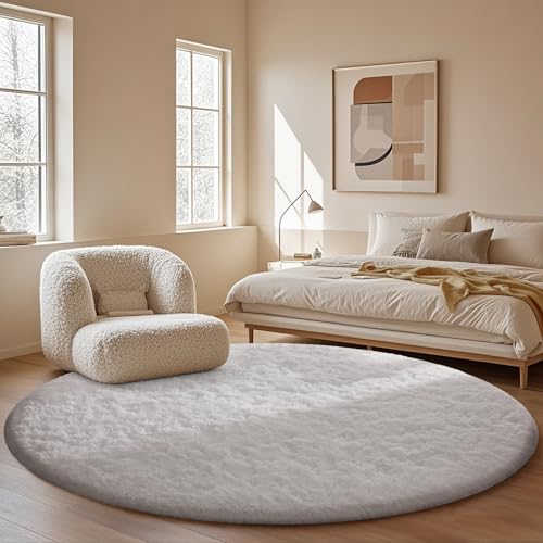 Ophanie Round Rug 4Ft White Circle Area Rug, Aesthetic Room...