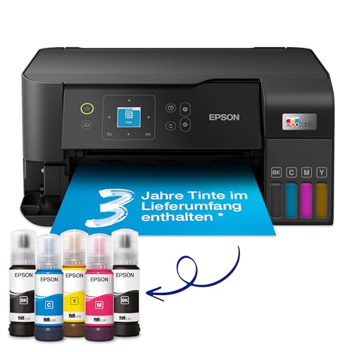 Epson WorkForce WF-2840DWF 4-in1-Tintenstrahl-Multifunktionsgerät, Drucker (Scannen, Kopieren, Fax, WiFi, ADF, Duplex, Einzelpatronen, DIN A4) Amazon Dash Replenishment, schwarz