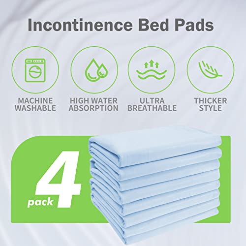 4 Pack Incontinence Bed Pad Waterproof Underpads Washable Reusable Pet Training Soft Adult Senior, 30" X 34" #TOP1