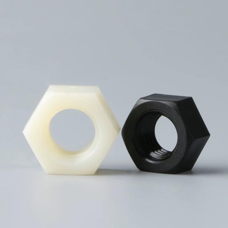 White/Black Nylon DIN934 Hexagon Nuts Hex Nuts M2 M2.5 M3 M4 M5 M6 M8 M10 M20 (White,M16,100pcs)