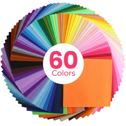 Image of Reginary 120 Pcs 12 x 12 Inch Felt Sheets Bulk for Craft 60 Assorted Color