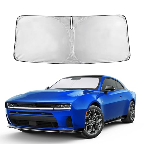 Image of Autovir Windshield Sun Shade Fit for 2015-2024 2025 2026 Dodge Challenger | Sunshade, Front Car Window Shades Sun Visor, Blocks UV Rays & Heat, Car Accessories