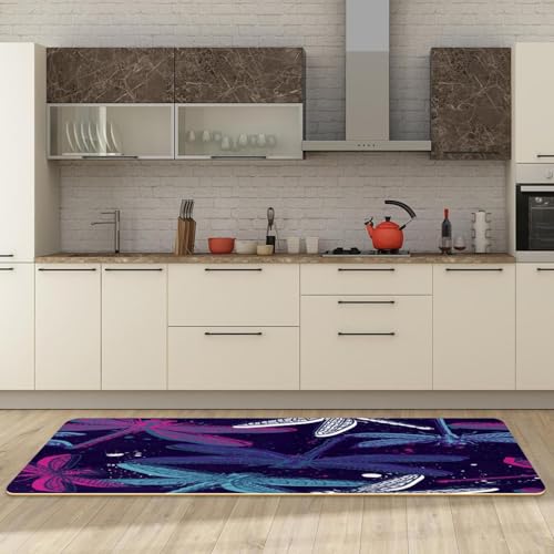 Tapete de cocina transitable para pasillo y cuarto de lavado con libélulas 3