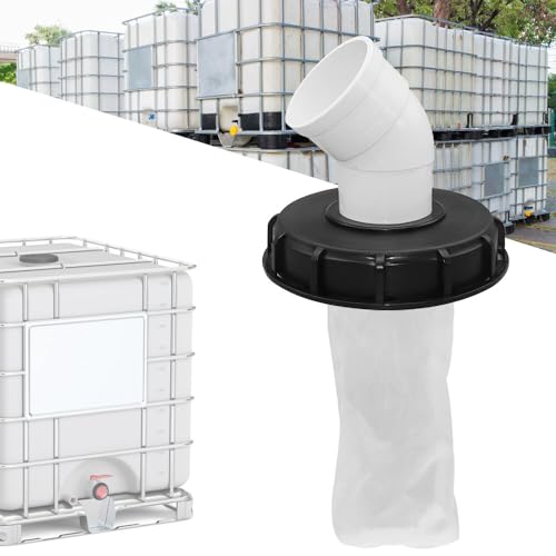 TGKYK IBC Deckelfilter, 165mm IBC Deckelfilter Regenwasserfilter Deckel mit Filter Waschbar, IBC Filterdeckelmit Bogen DN 75 45°, IBC Tank Zubehör,...