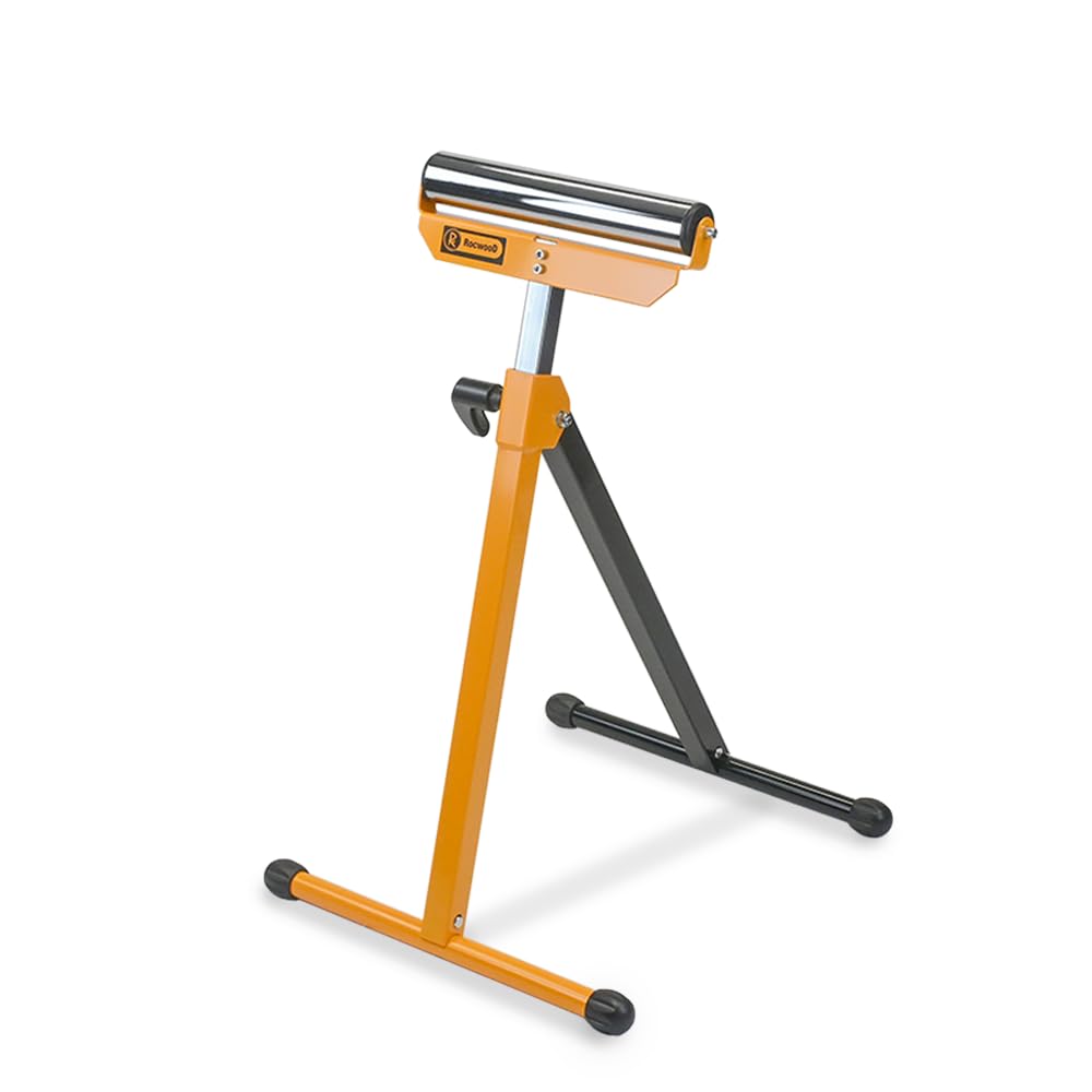 RocwooD Roller Stand 60KG Adjustable Work Stands for Woodworking, Heavy Duty Steel Base & Chrome Plated Roller Workshop Stand Horse Shaped Tressell Stands for Woodworking Support