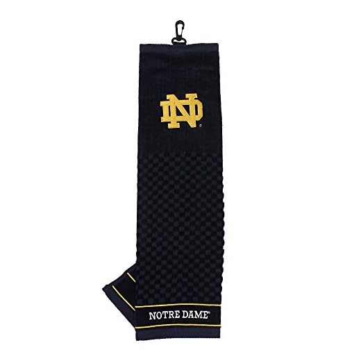 Team Golf NCAA Notre Dame Fighting Irish Embroidered Golf Towel, Checkered Scrubber Design, Embroidered Logo