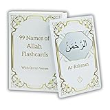 99 Names of Allah Flashcards with Quran Verses, Asma Ul Husna in Arabic and English, Islamic Book Learning and Memory Card Game, Eid & Ramadan Decorations, Muslim Prayer, Deen Supplies, White & Gold
