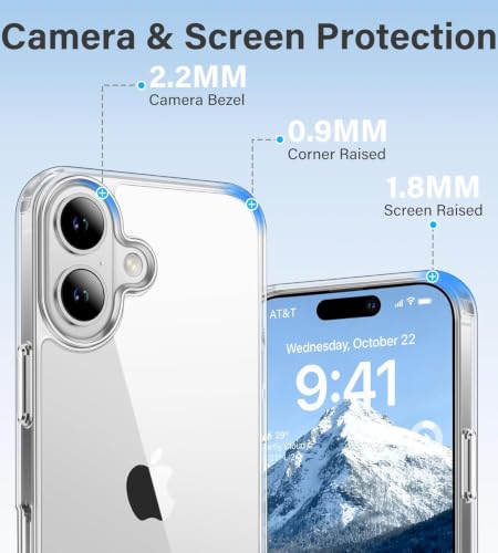 Image of ClearPC Clear Hard PC Case for Apple iPhone 17, Anti-Yellow Transparent Back Cover, Anti-Scratch, Raised Camera Protection, Shockproof, Wireless Charging Compatible, Non Yellowing (Clear)