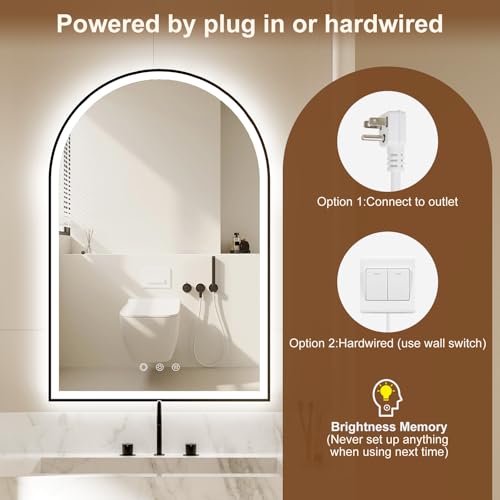 Oumusu Arched Led Bathroom Mirror 24 Inchx36 Inch With Front And Backlight thumb #6