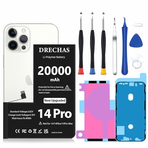 [20000mAh]Battery for iPhone 14 Pro 2026 Upgraded High Capacity 0 Cycle Li-Polymer Replacement Battery for iPhone 14 Pro Models A2650 A2889 A2890 A2892 with Complete Professional Repair Tool Kit
