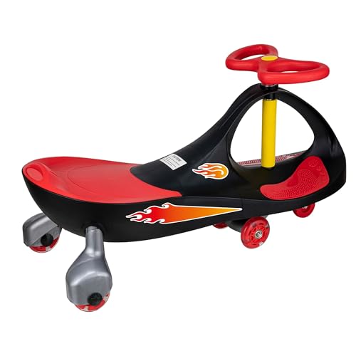 PlasmaCar Lightning Glow Rider - Inertia & Movement Powered Ride-On Toy, Light-Up Wheels, Indoor-Outdoor Play Black & Red