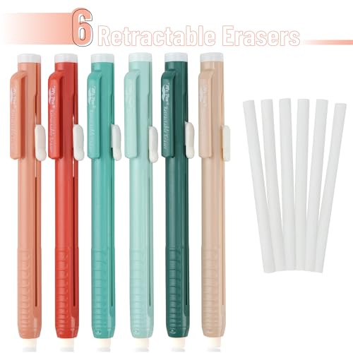 Mr. Pen- Retractable Mechanical Eraser Pens, 6 Pack, Coral Colors, Latex-Free Precision Pencil Erasers for Artists, Students, Drawing, Sketching & Drafting