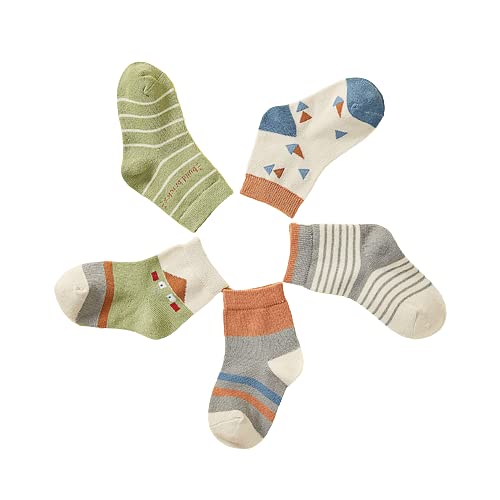 Baby Socks Ankle Winter Cotton Knitwear 5 Pairs YOKIRIN Cozy Non-slip Thermal Fuzzy Crew Socks for Toddlers Boys Girls for 0-1/1-3/3-5/6-9 Years Old (1-3 Yearsï¼ˆFeet 12-14CMï¼‰)