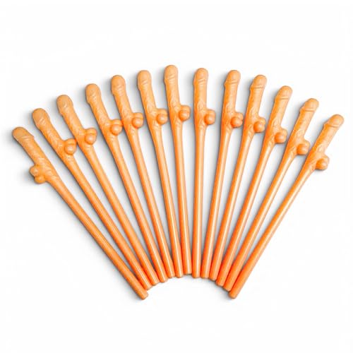 Willy Straw Hen Party Natural Reusable Drinking Straws Pack of 12 Cheeky Novelty Party Starter Bachelorette Accessories Bride to Be Drink Props Girls Party Bag Fillers Fun Decorations 19cm