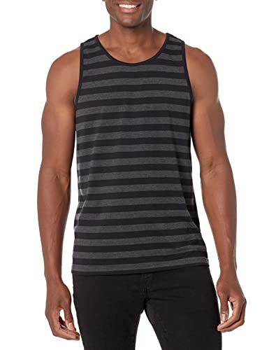 Amazon Essentials Herren Tanktop, Normale Passform, Dunkelgrau Meliert/Schwarz, L