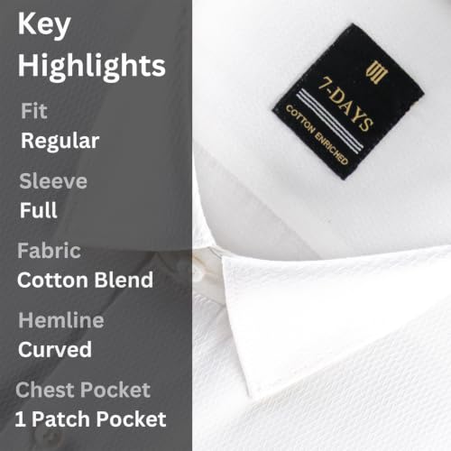 Image of 7-DAYS Premium Men's Formal Shirts - Cotton Rich, Textured Self-Design, Full Sleeve, Regular Fit, Wrinkle Resistant, with Pocket - Perfect for Office